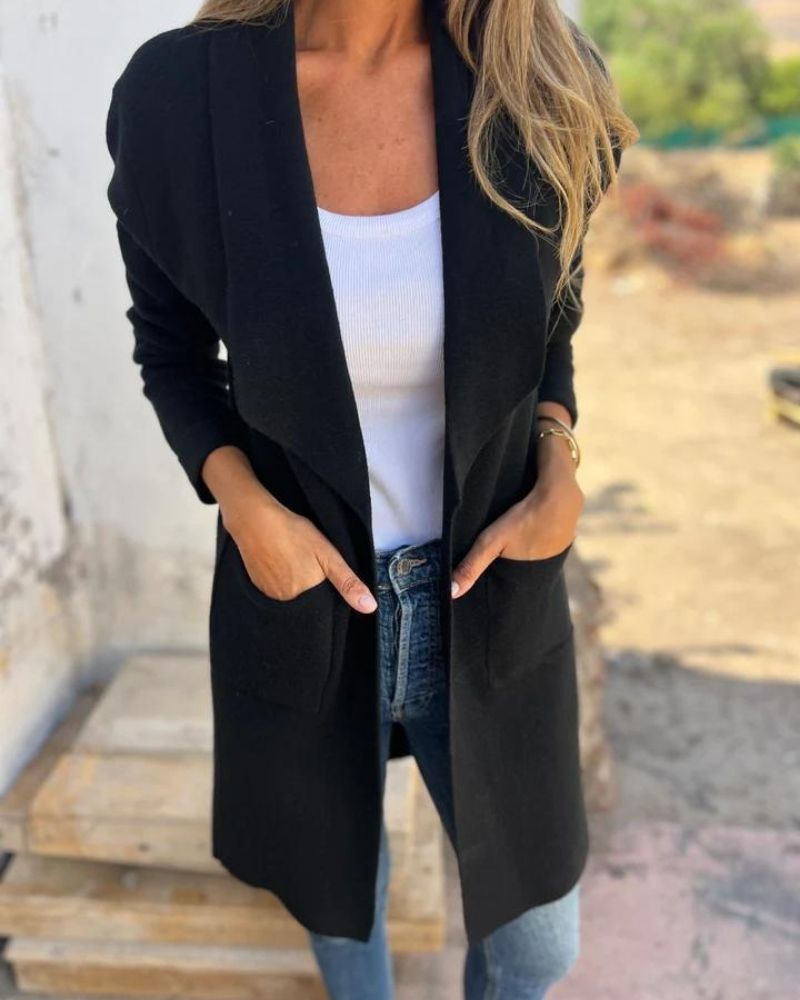 Casual Open Lapel Knit Jacket