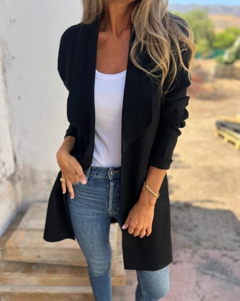 Casual Open Lapel Knit Jacket