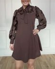 Long-Sleeved Tie-Up Bow Dress
