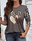 Round Neck Leopard Print Long-Sleeved Top