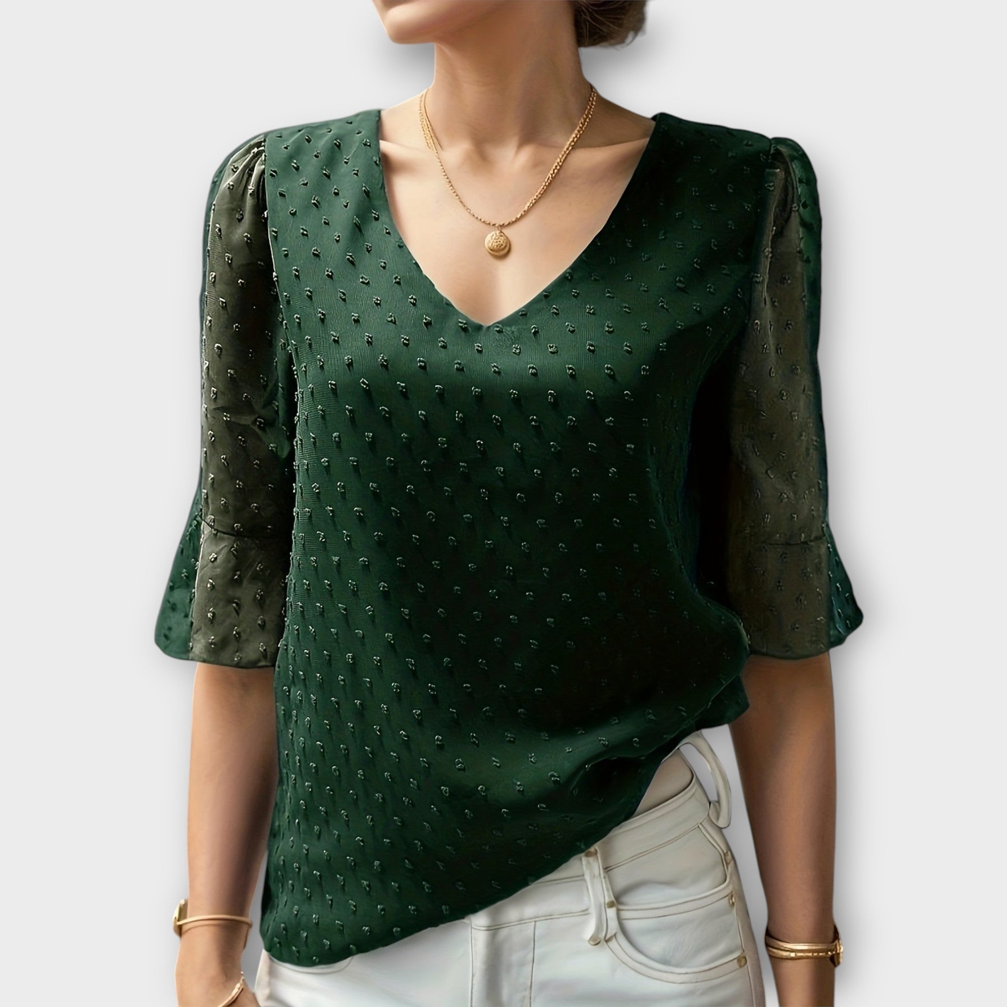 Blouse with Deep Neckline – Soft-Touch Statement Piece for Elegant Evenings or Weekend Styling