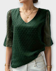 Blouse with Deep Neckline – Soft-Touch Statement Piece for Elegant Evenings or Weekend Styling