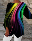 Round Neck And Long Sleeve Printed Shirt