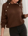 Button-Down Crew Neck Sweater