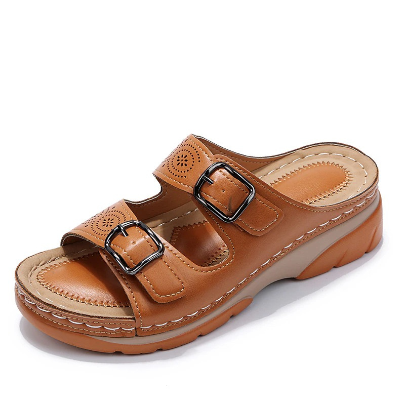Comfort Fit Leather Sandals with Orthopedic Cushioning