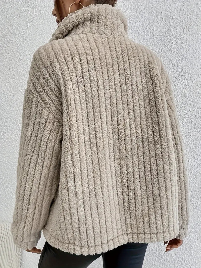 Double-Sided Velvet Button Cardigan