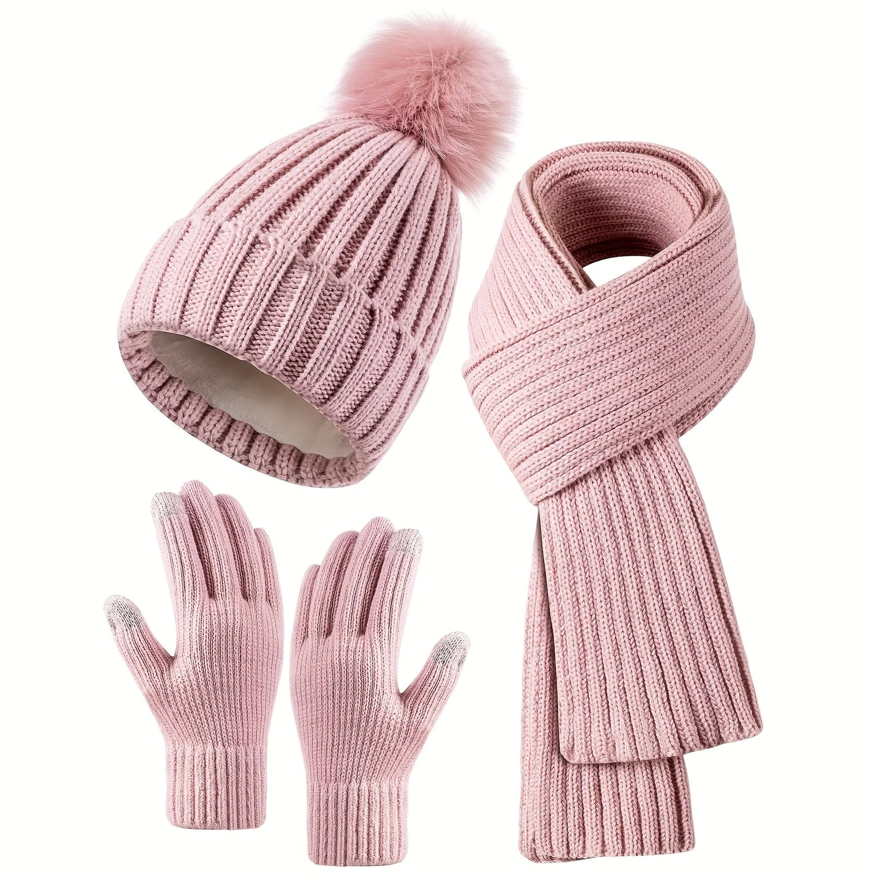 Women's Cozy Hat Scarf Gloves