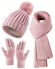 Women's Cozy Hat Scarf Gloves