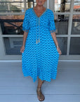 V-Neck Casual Dress With Print