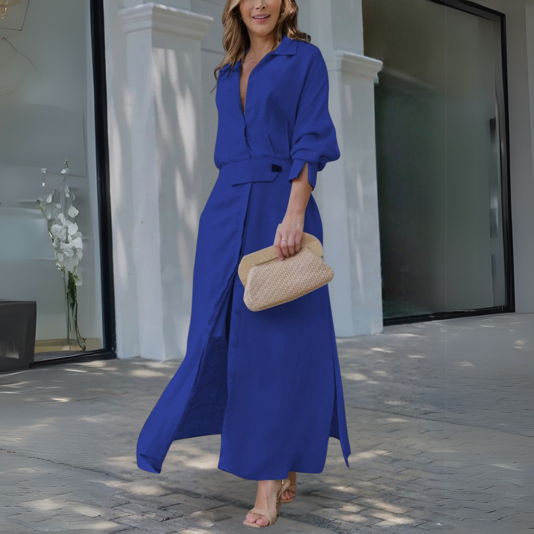 Deep V-Neck Flowy Maxi Dress