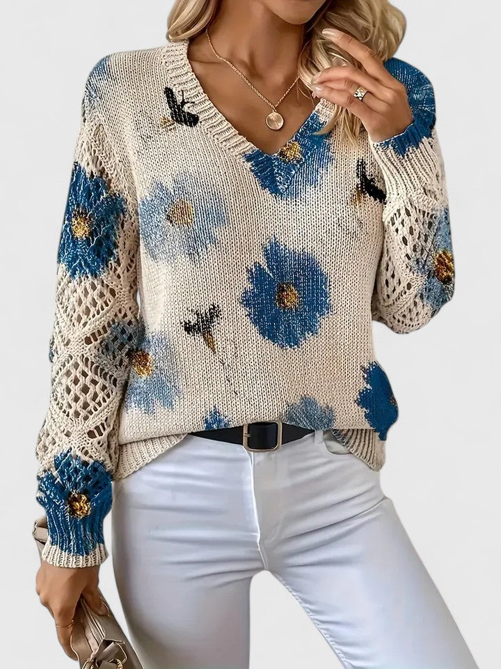 Elegant Floral Lightweight Sweater