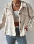 Collared Neck Button Up Cardigan with Decorative Pocket Flaps