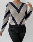 Geometric-Print Crew Neck Sweater