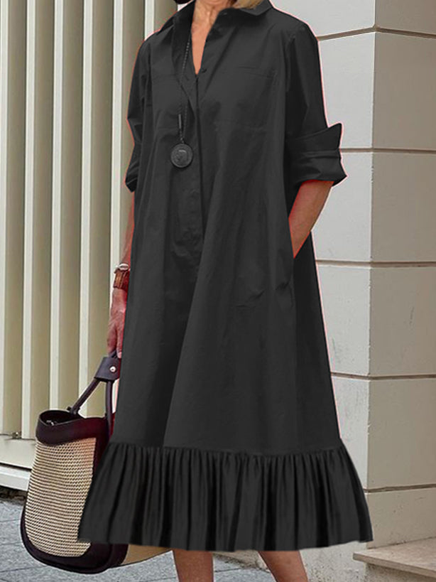 Black Loose Long Sleeve Dress