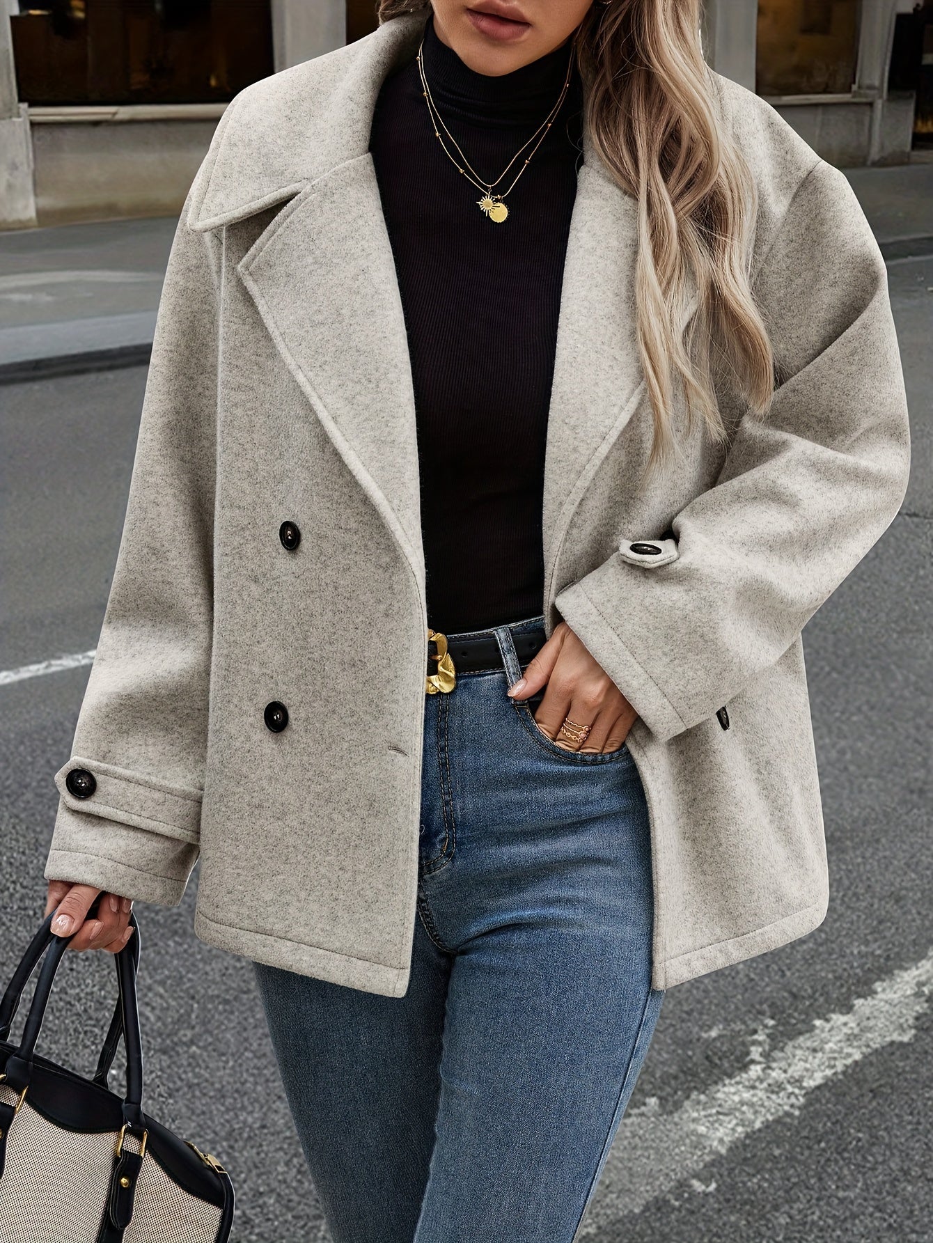 Stylish Double-Breasted Jacket with Button Details