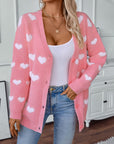 Heart V-Neck Button Up Long Sleeve Cardigan
