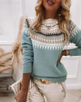 Long Sleeve Printed Pullover Sweater