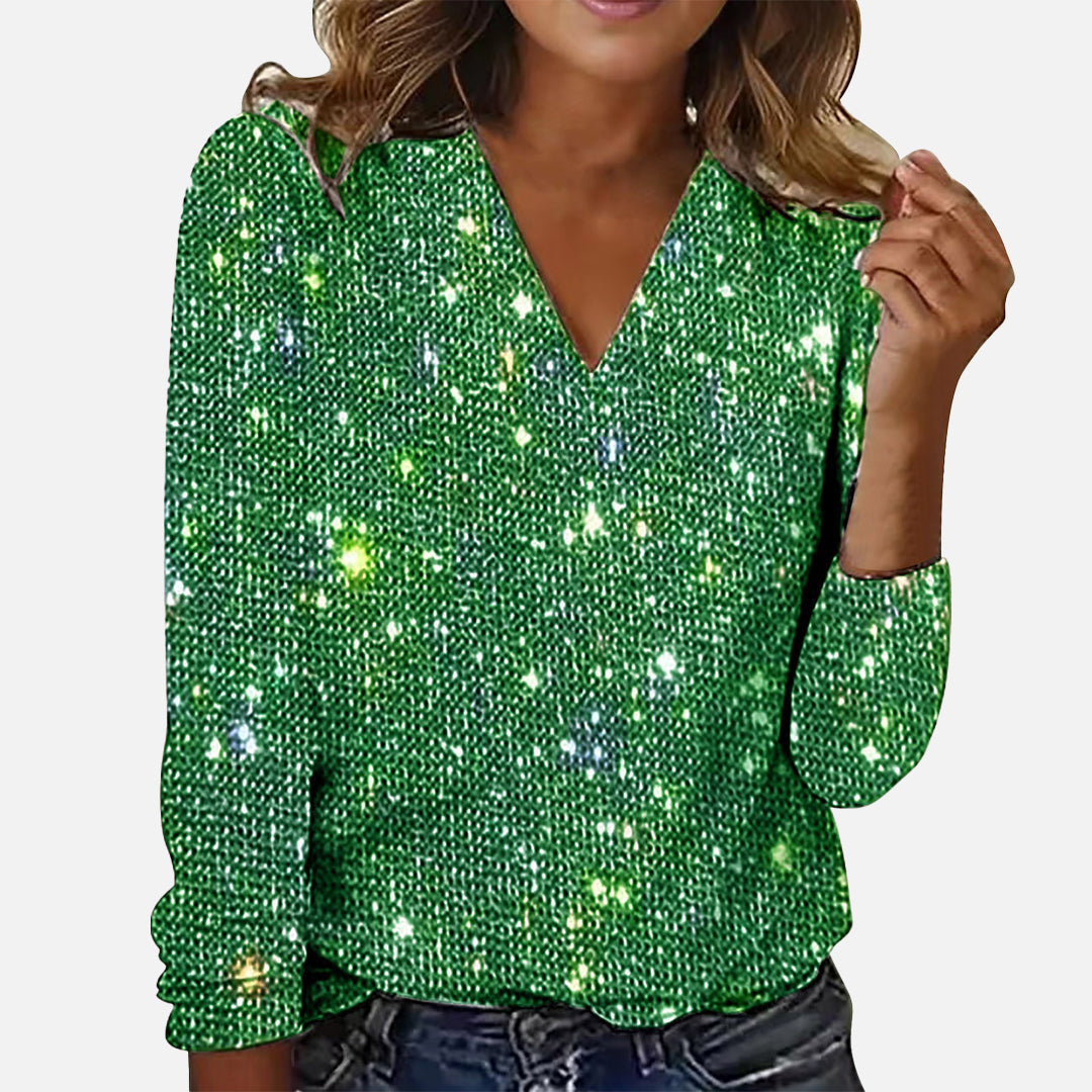 Elegant Diamond Blouse With V-Neck