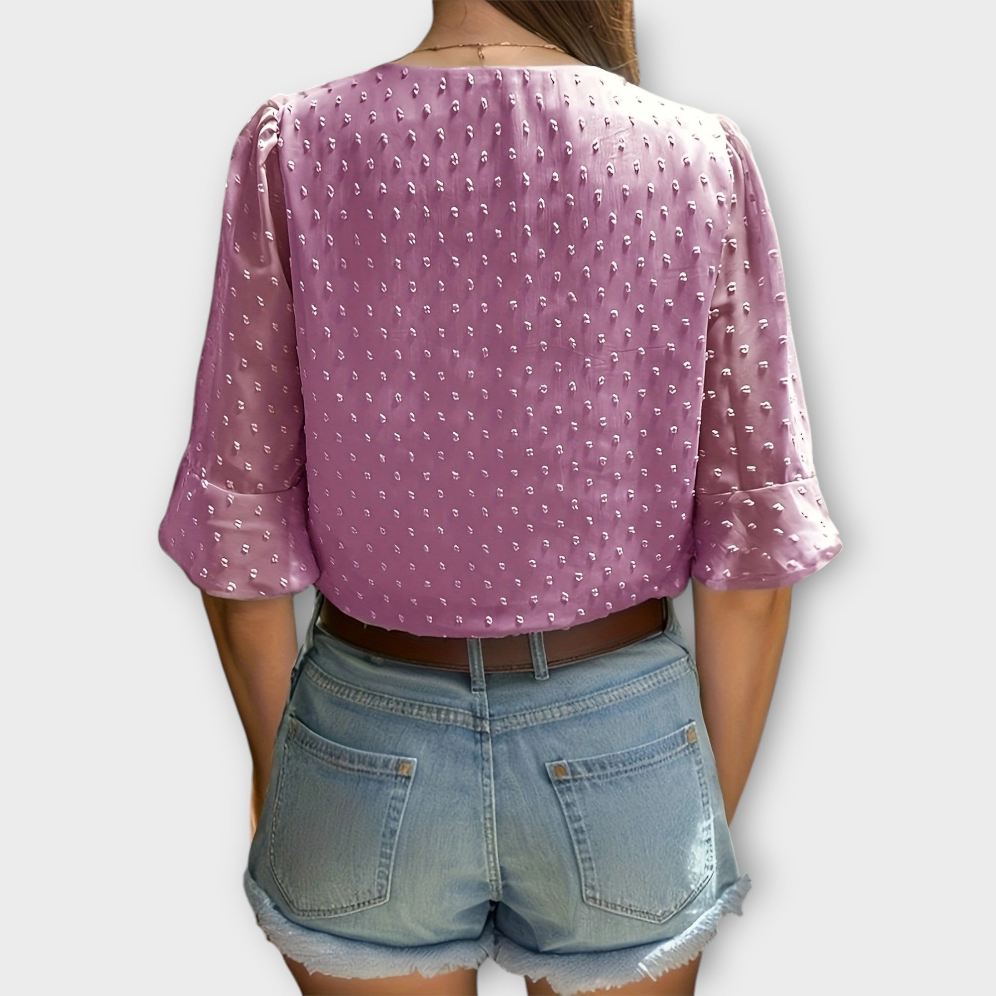 Blouse with Deep Neckline – Soft-Touch Statement Piece for Elegant Evenings or Weekend Styling