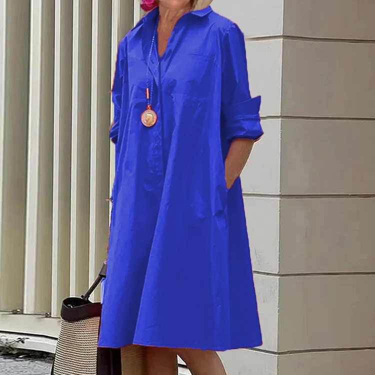 Long Sleeve Pocket Mid-Length Dress