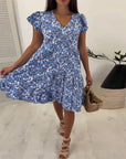 V-neck floral sleeveless midi dress