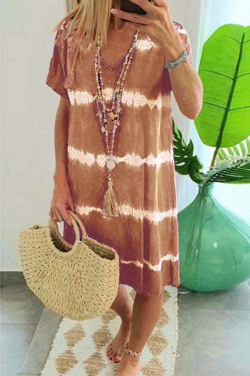 Tie-Dye Short-Sleeved Dress