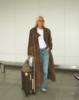Stylish Vegan Suede Trench Coat