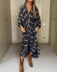 Flowy Boho Maxi Dress with Striped Pattern