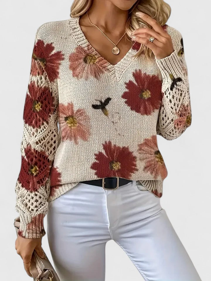 Elegant Floral Lightweight Sweater