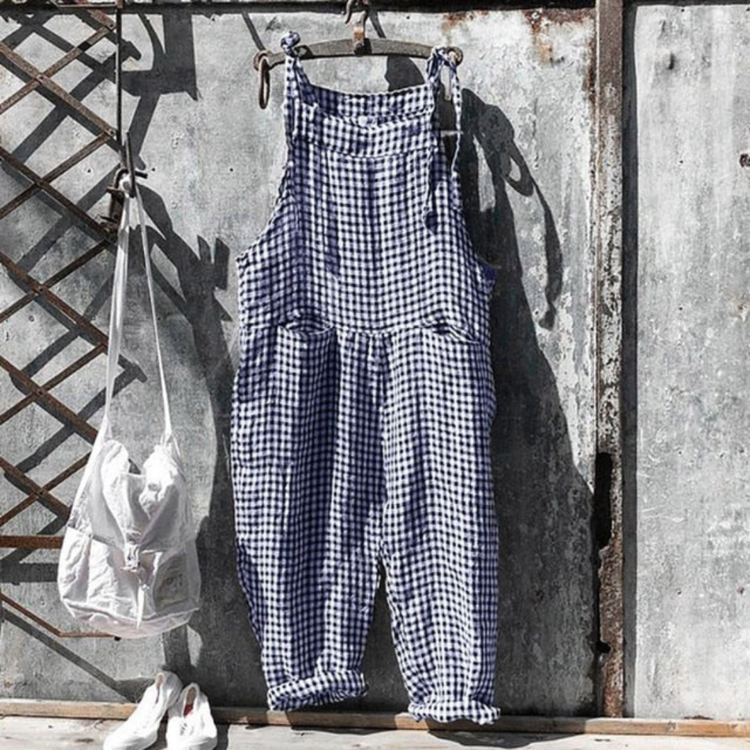 Checkered Sleeveless Jumpsuit for Women