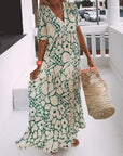 Printed v-neck loose dress