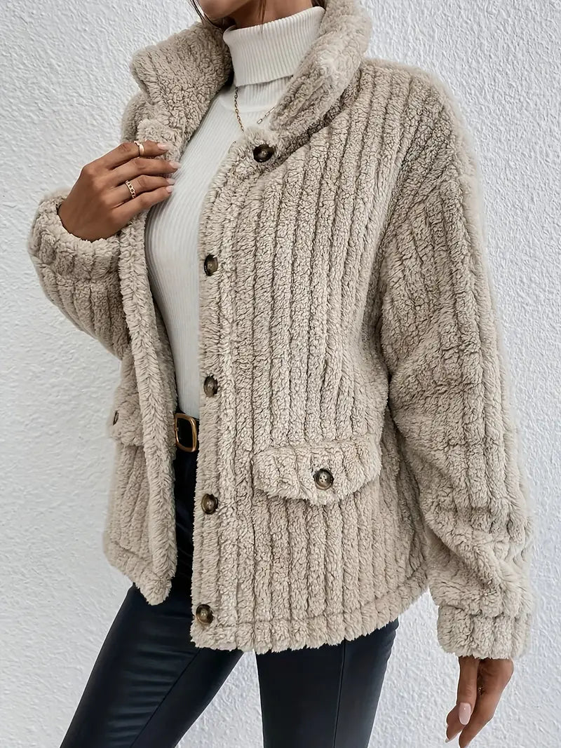 Double-Sided Velvet Button Cardigan