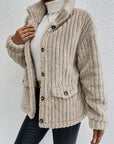 Double-Sided Velvet Button Cardigan