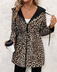Hooded Reversible Leopard Print Coat