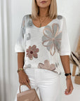 Casual Flower Knitted Top