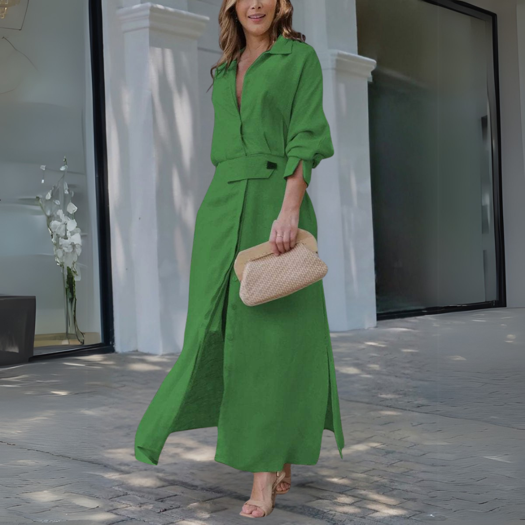 Deep V-Neck Flowy Maxi Dress