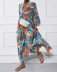 Ruffled sleeve v-neck dress