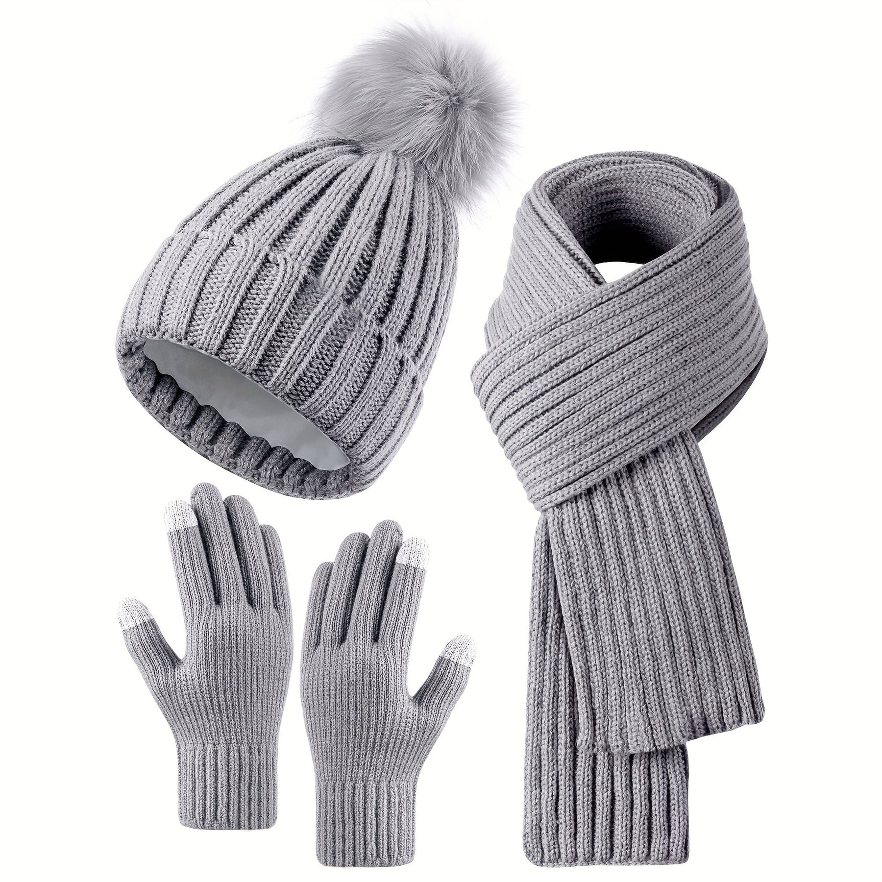 Women's Cozy Hat Scarf Gloves