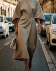Elegant dress With Cap Sleeves and Belt