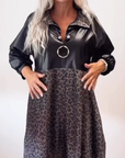 Leopard Print Patchwork Dress
