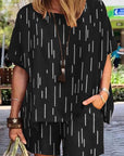 Fashion Line Print Casual Two Piece-Set