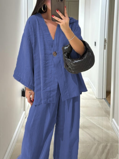 Comfortable V-Neck Casual Two-Piece Set