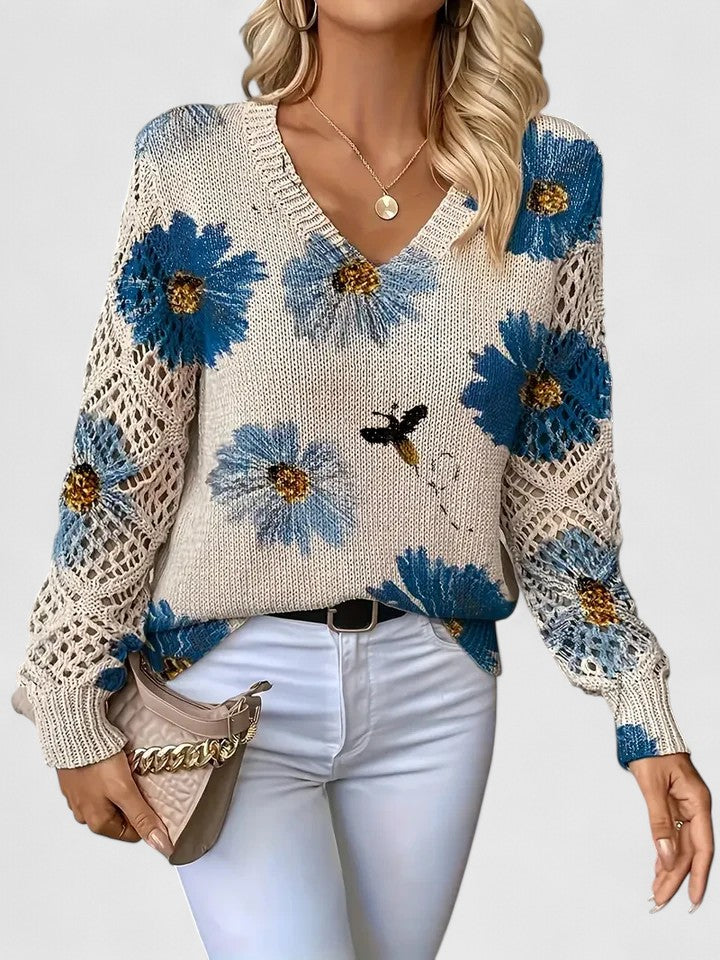 Elegant Floral Lightweight Sweater