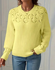 Crew Neck Long Sleeve Hollow Sweater
