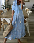 Boho Vintage V-Neck Printed Dress