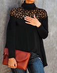 Turtleneck Lace Sheer Knit Top