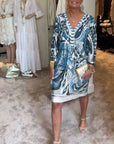 Retro print v-neck casual dress