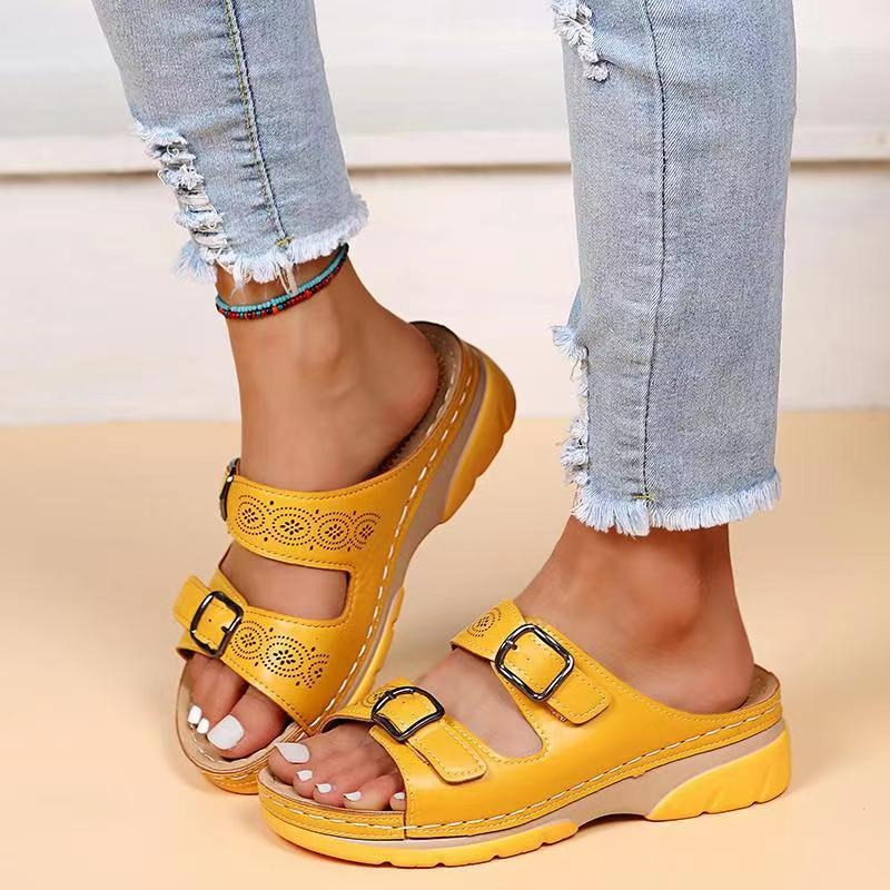 Comfort Fit Leather Sandals with Orthopedic Cushioning