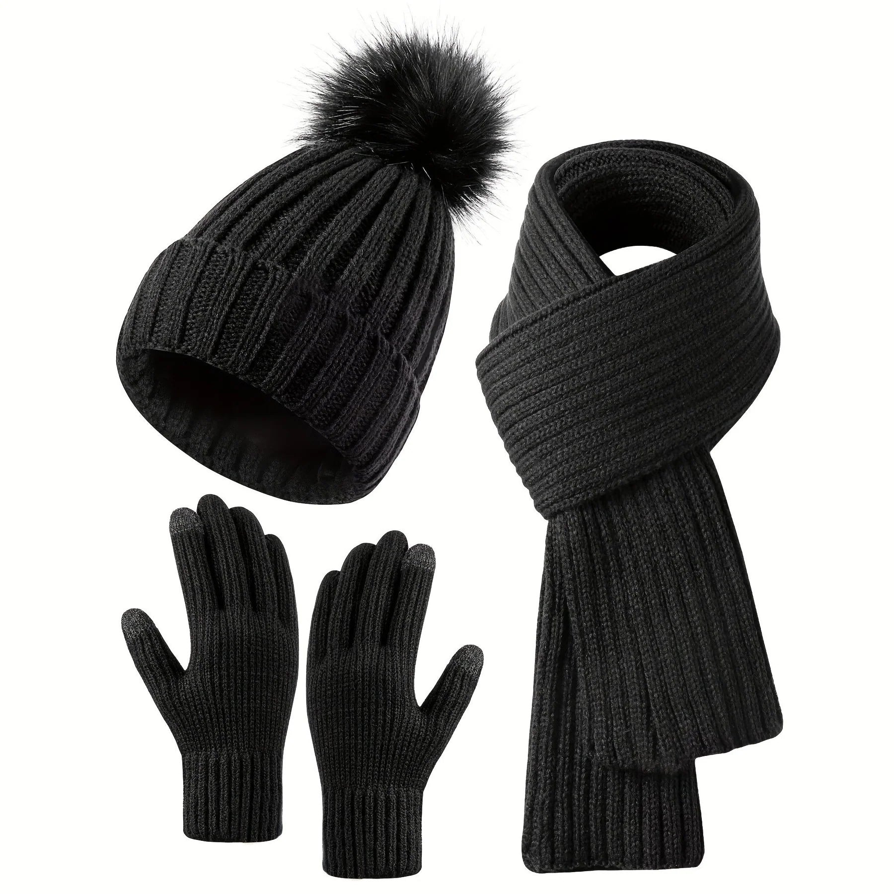 Women's Cozy Hat Scarf Gloves
