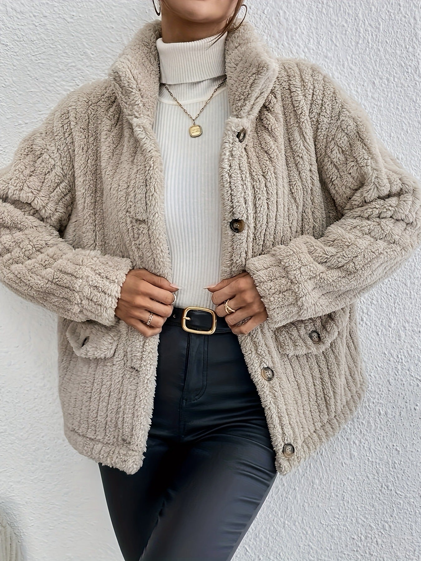 Double-Sided Velvet Button Cardigan